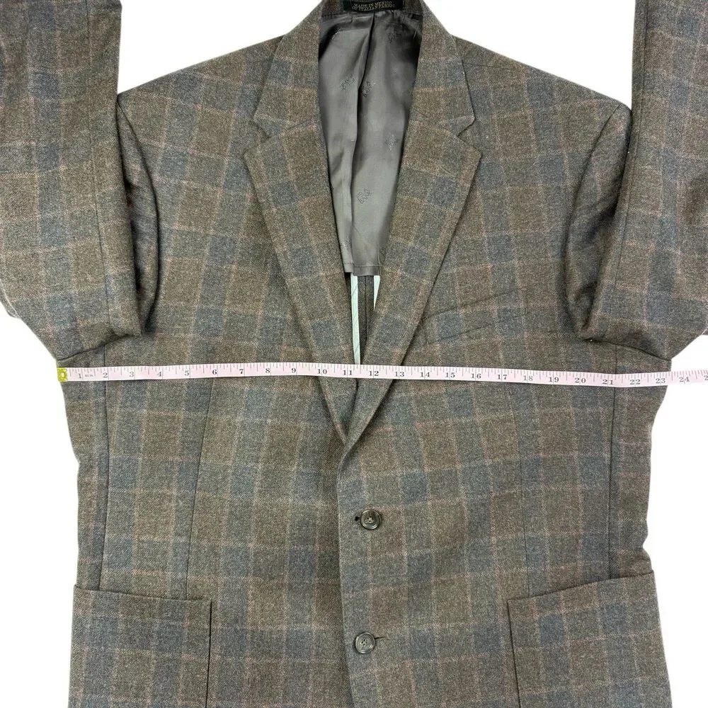 Jos A Bank Reserve Traditional Fit Blazer Jacket 46R Plaid E Thomas Cashmere